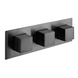 Cutout image of Vado Individual Square Brushed Black Triple Outlet Shower Valve